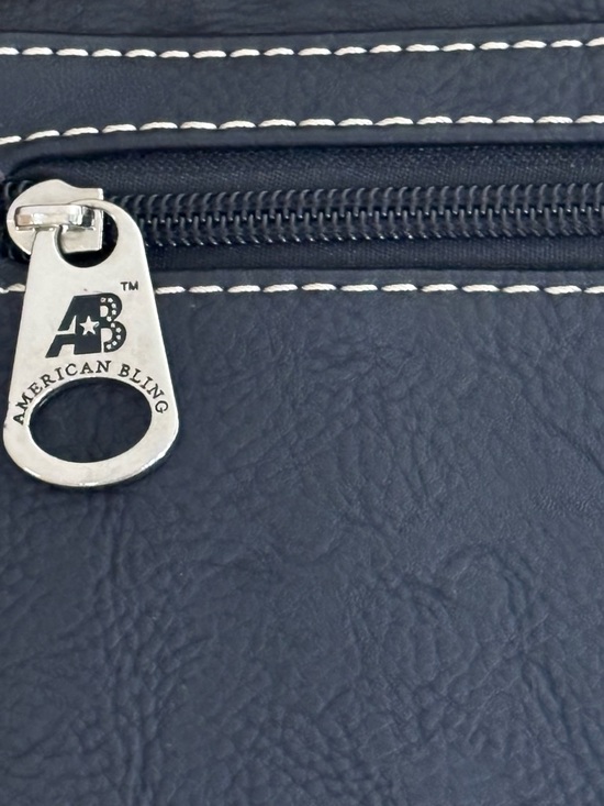 Embroidered Black Leather Foldover Wallet Clutch with Multicolor Accents - Picture 6 of 7